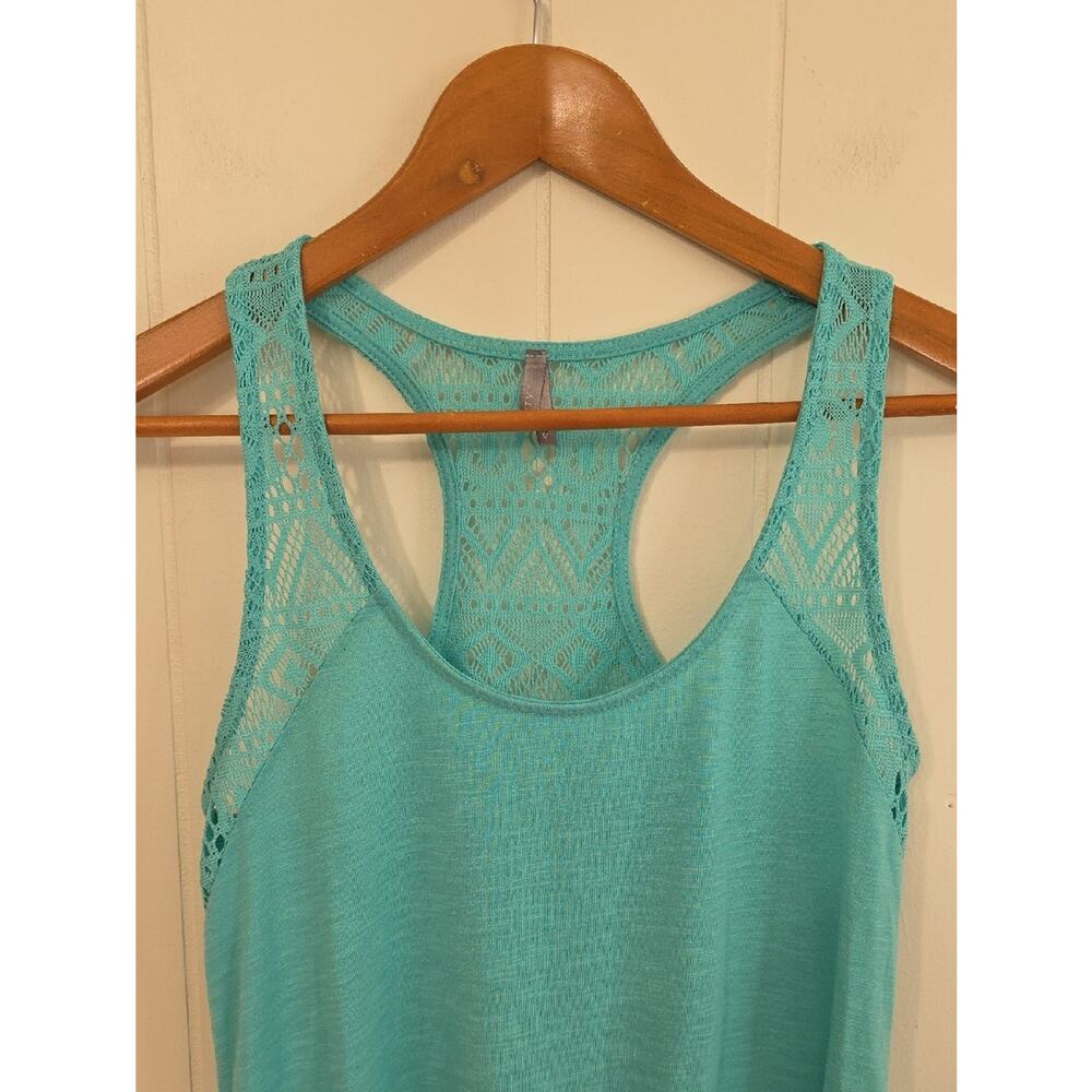 Vanity Mint Green Crochet Lace Racerback Lettuced Edge Tank Womens M Y2K Vibes - Picture 4 of 13